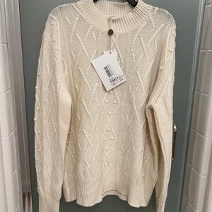 New Cream cable knit Pom Pom Sweater